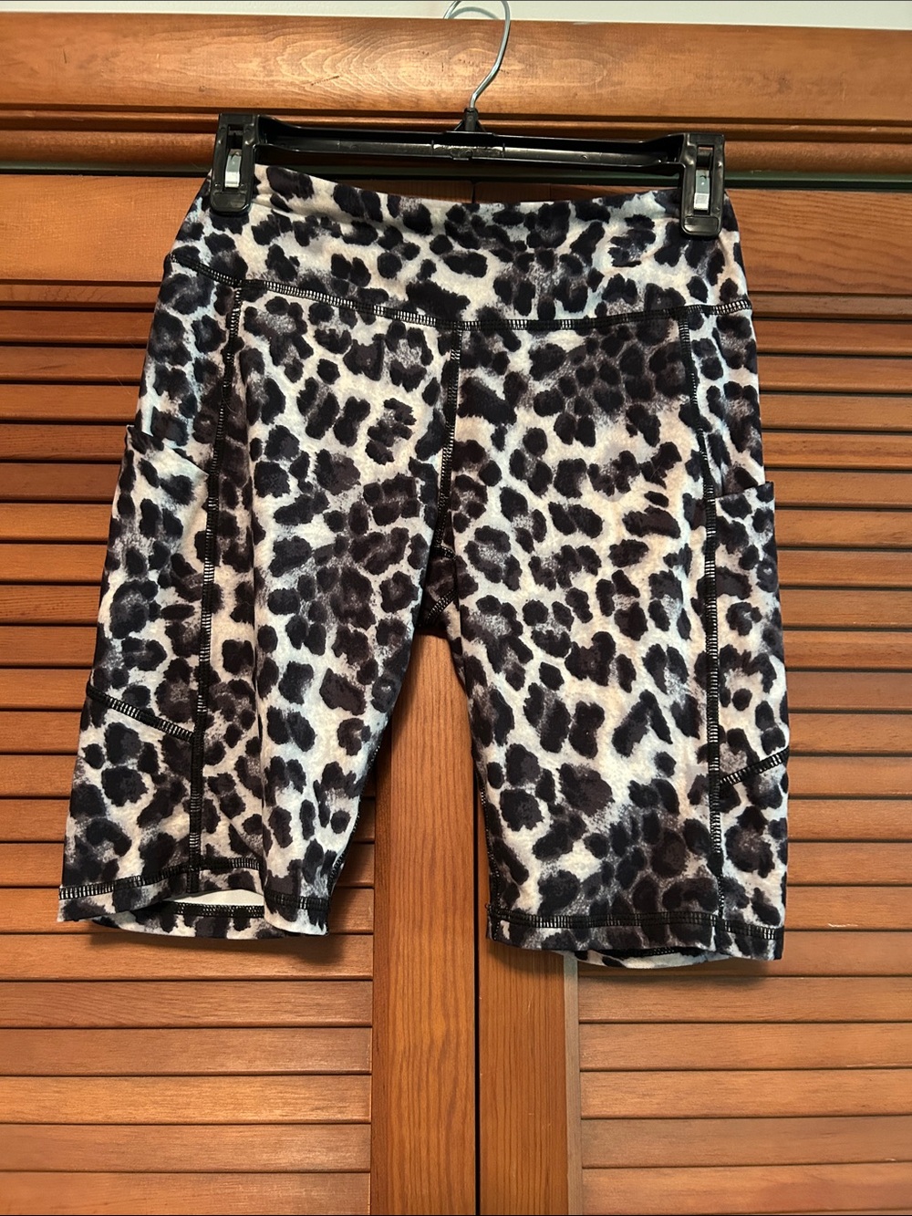 Leopard Print Bike Shorts - Black/White